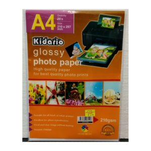 Kidario Glossy Photo Paper A4 210gsm — 20 Sheets